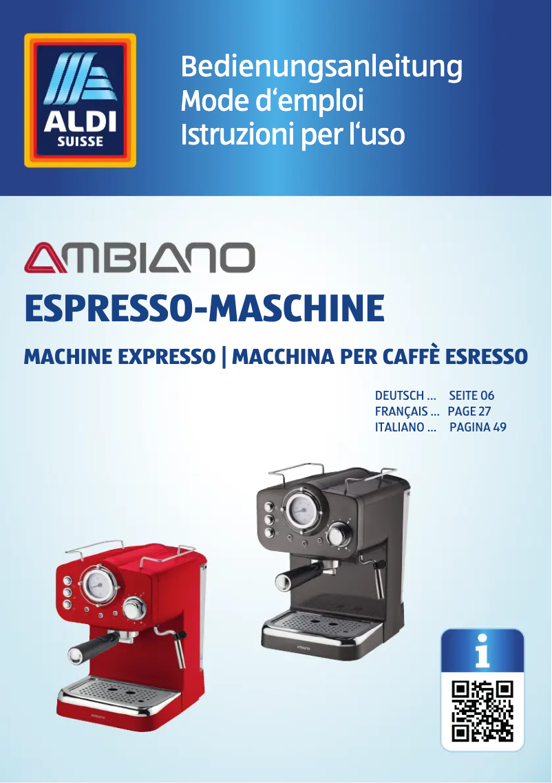 Page 1 de la notice Manuel utilisateur Ambiano GT-EM-01-CH