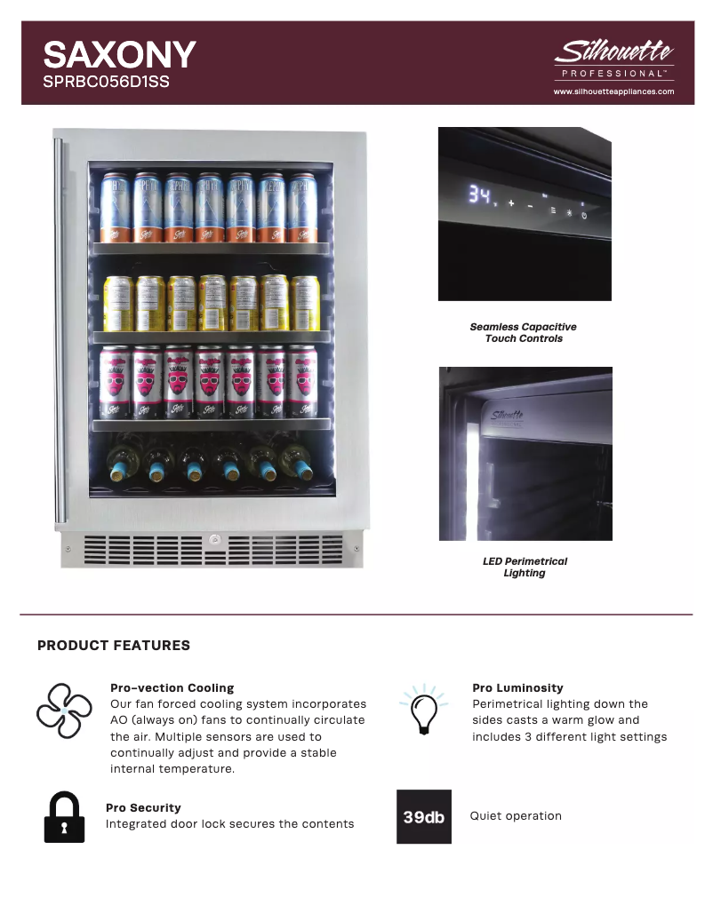 Page 1 de la notice Fiche technique Danby SPRBC056D1SS