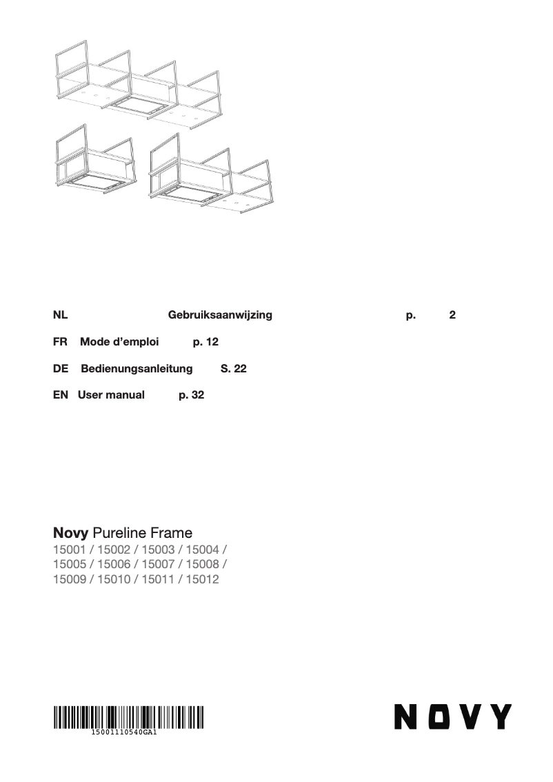Page n°1 - Manuel utilisateur Novy Pureline Frame 15005