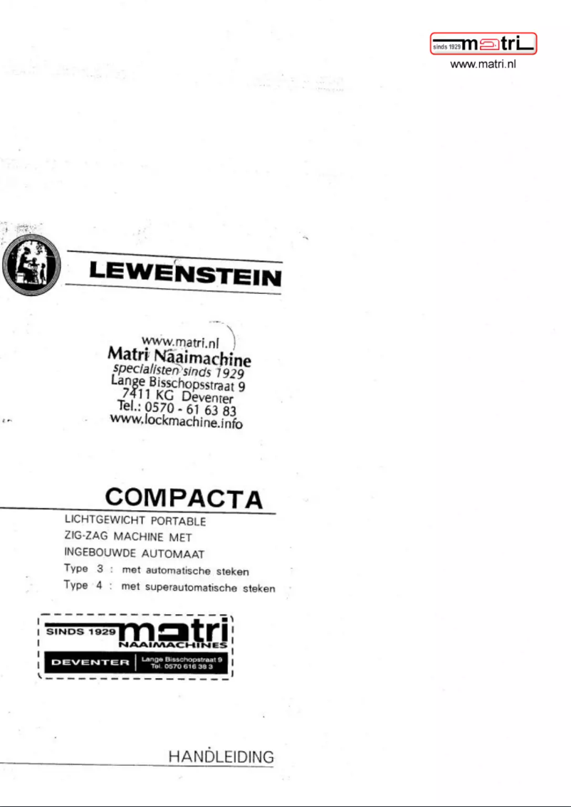 Page 1 de la notice Manuel utilisateur Lewenstein Compacta 3