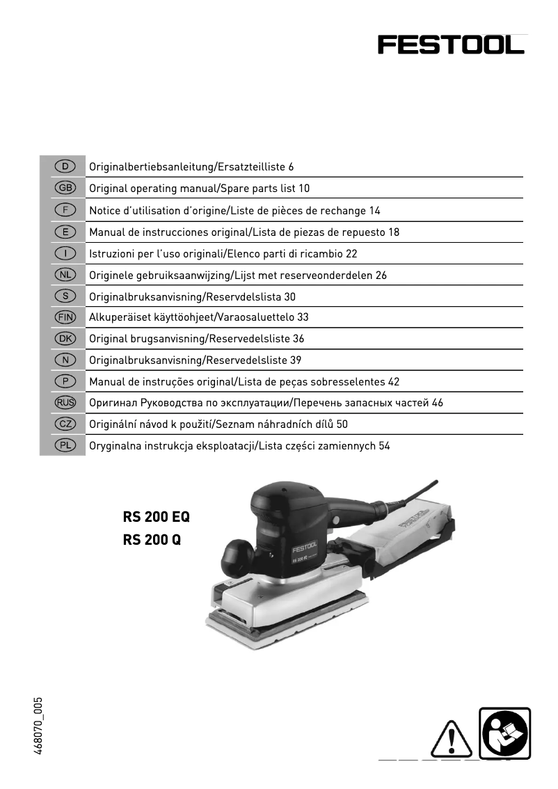 Page 1 de la notice Manuel utilisateur Festool RS 200 Q