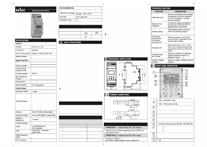 Page 1 de la notice Manuel utilisateur Selec TS2M1-2-16A