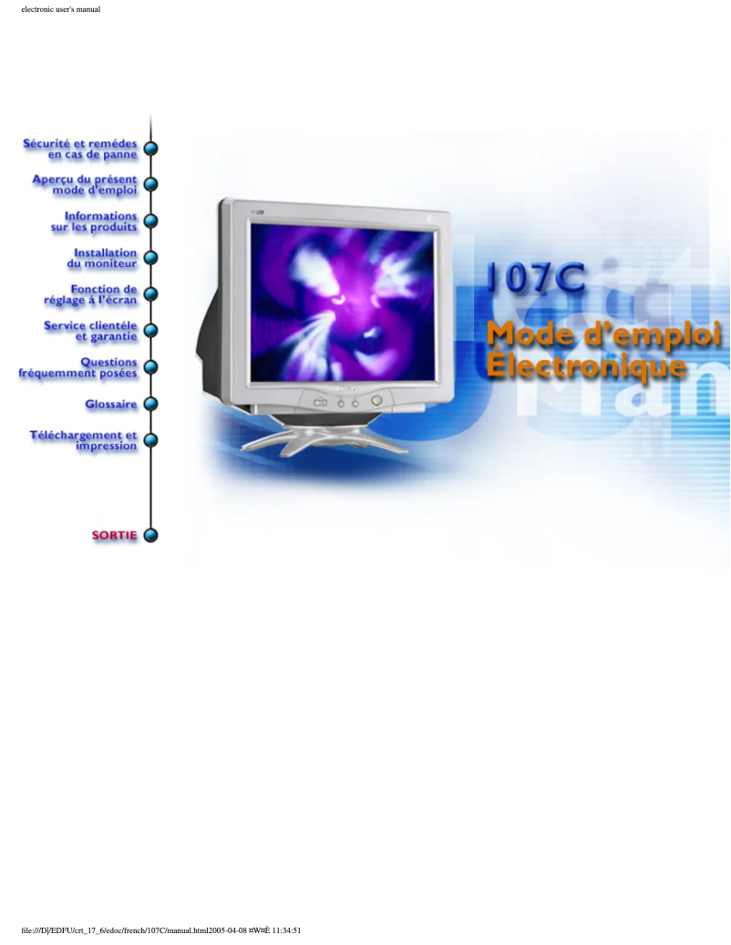 Page 1 de la notice Manuel utilisateur Philips 107C64