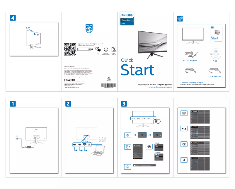 Page n°1 - Guide de démarrage rapide Philips 275M8