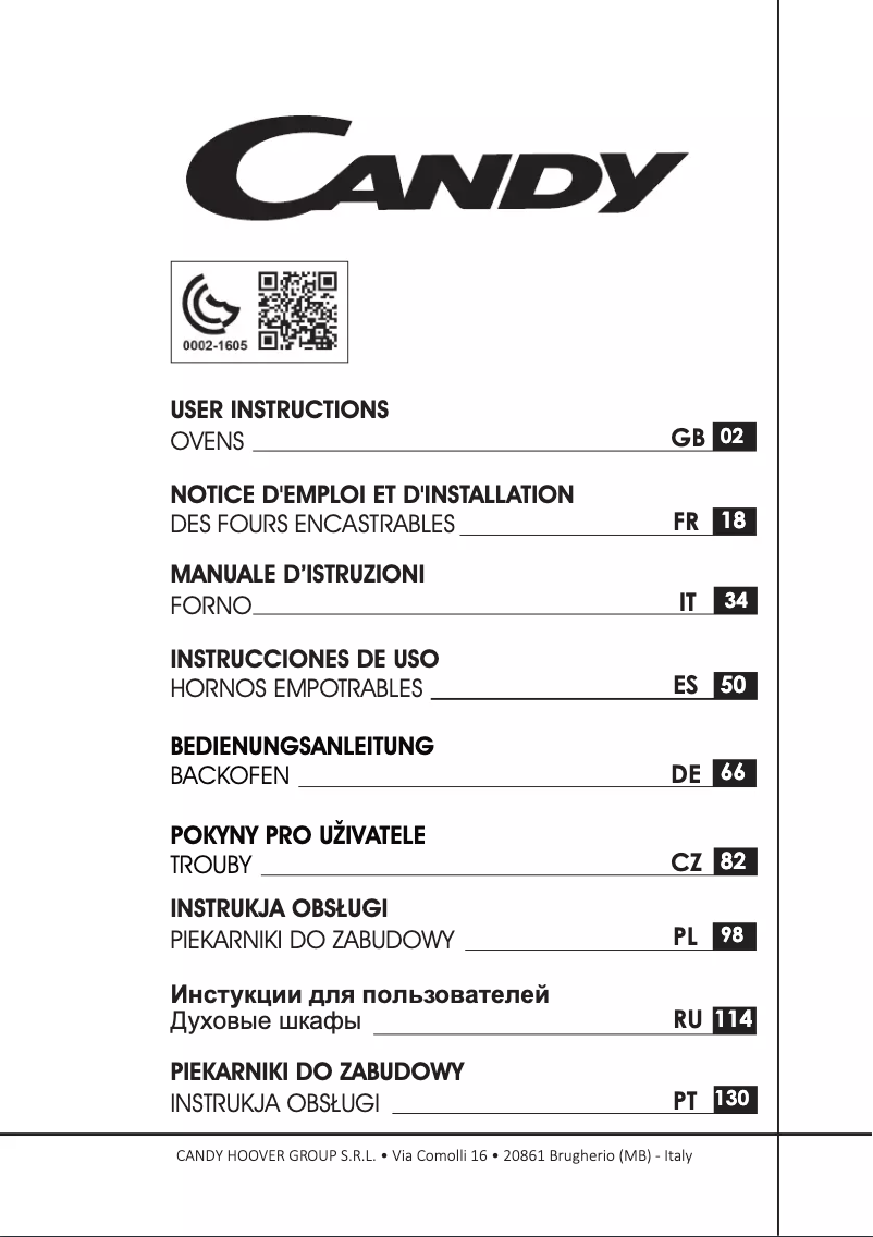 Page n°1 - Manuel utilisateur Candy FCE 848 VX WF/E