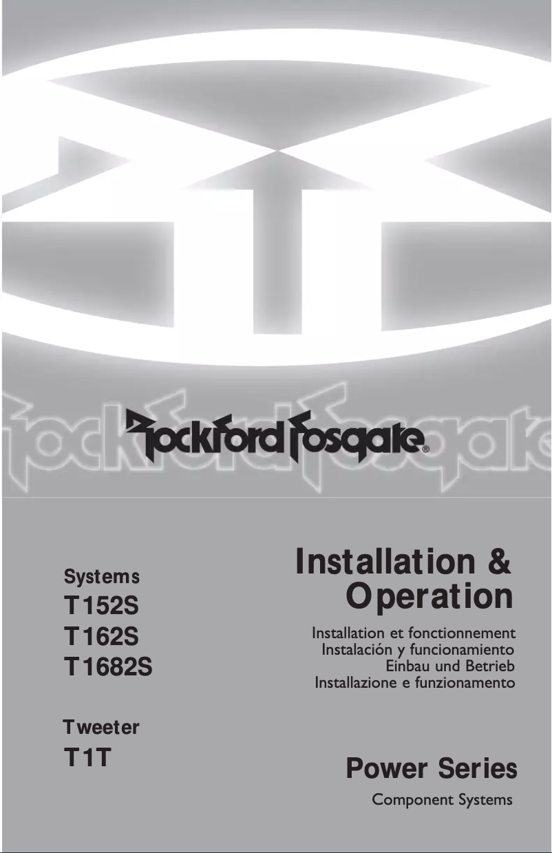 Page n°1 - Manuel utilisateur Rockford Fosgate T152S