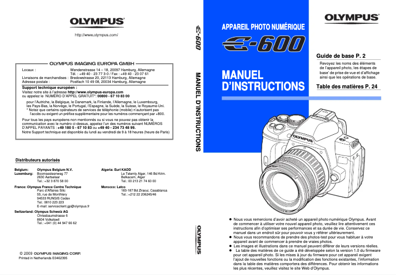 Page n°1 - Manuel utilisateur Olympus E-600