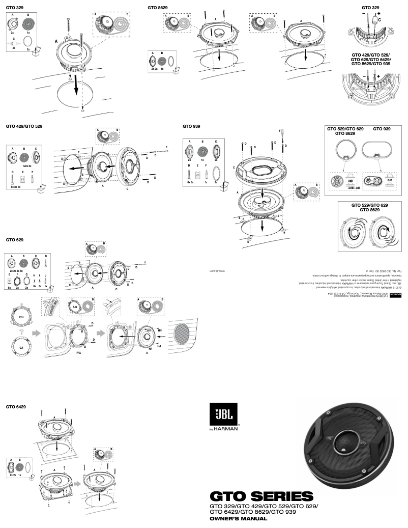 Page 1 de la notice Manuel utilisateur JBL GTO629