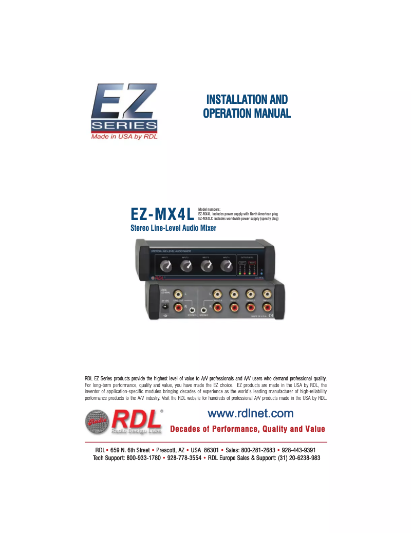 Página 1 del manual Manual de usuario RDL EZ-MX4L