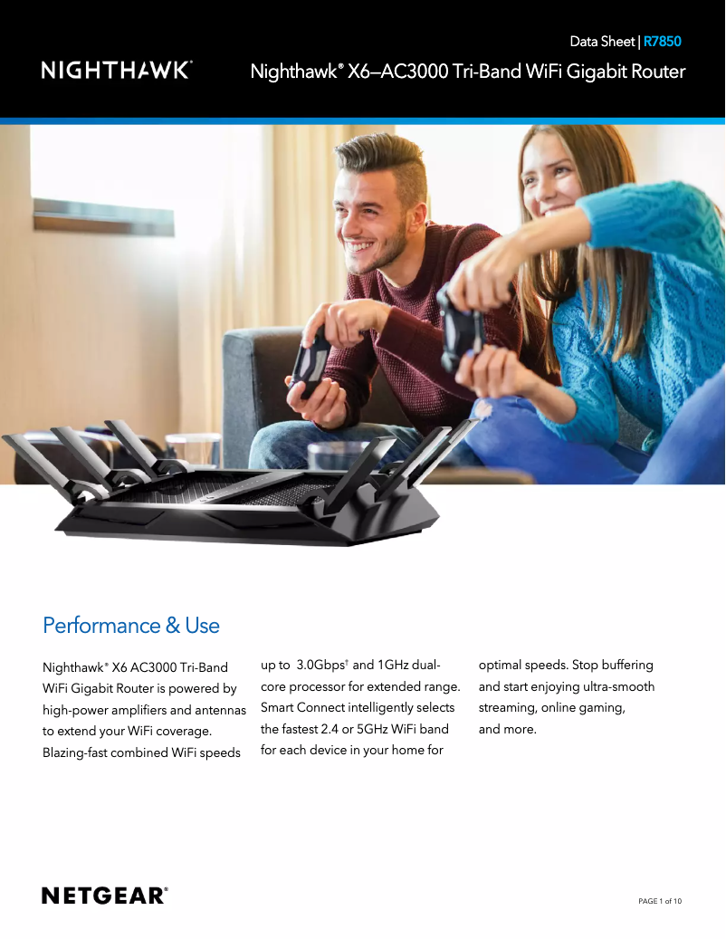 Page 1 de la notice Fiche technique Netgear Nighthawk R7850