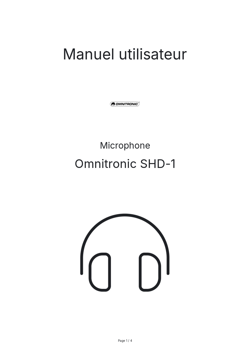 Page n°1 - Manuel utilisateur Omnitronic SHD-1