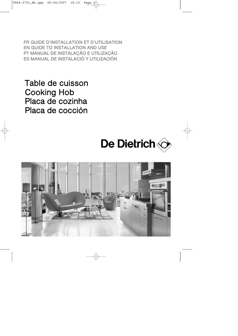 Page 1 de la notice Manuel utilisateur De Dietrich DTV720J