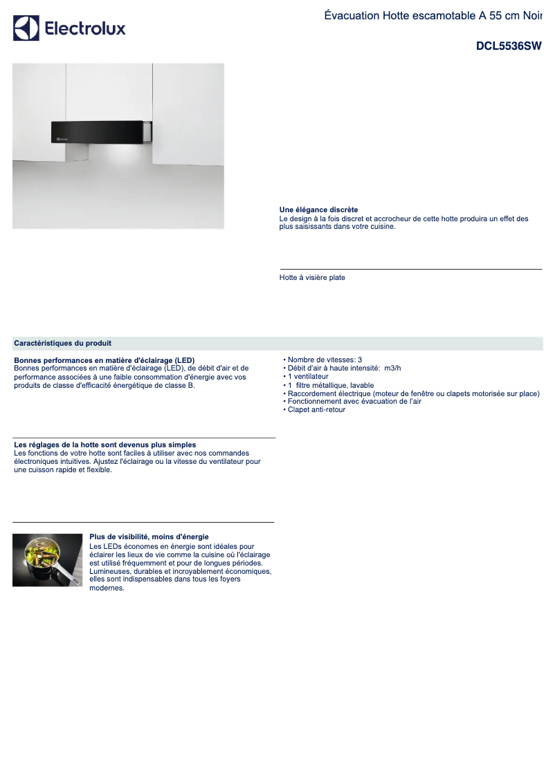 Page n°1 - Fiche technique Electrolux DCL5536SW