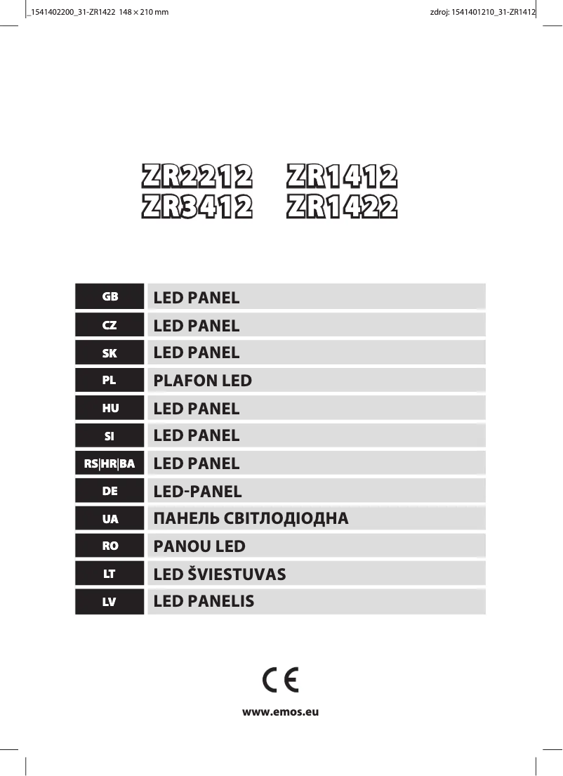 Page 1 de la notice Manuel utilisateur Emos ZR1422