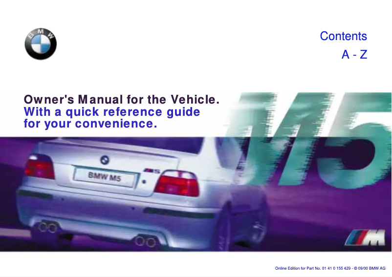 Page 1 de la notice Manuel utilisateur BMW M5 (2001)