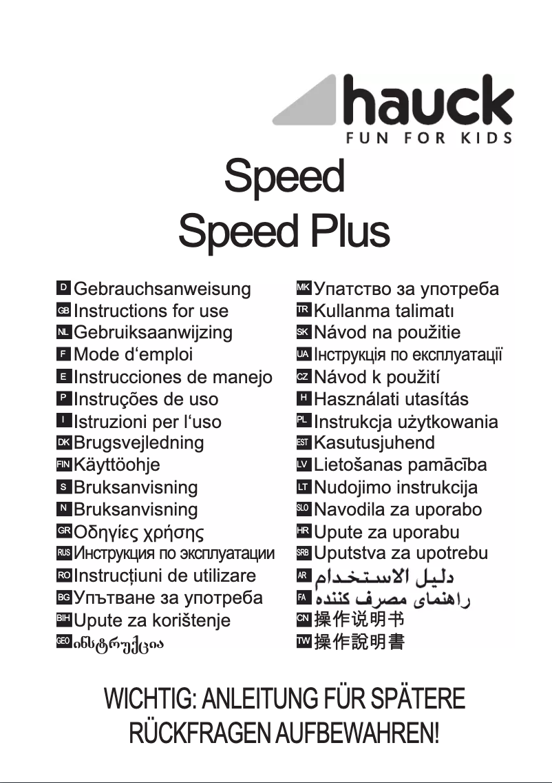 Page n°1 - Manuel utilisateur Hauck Speed Plus