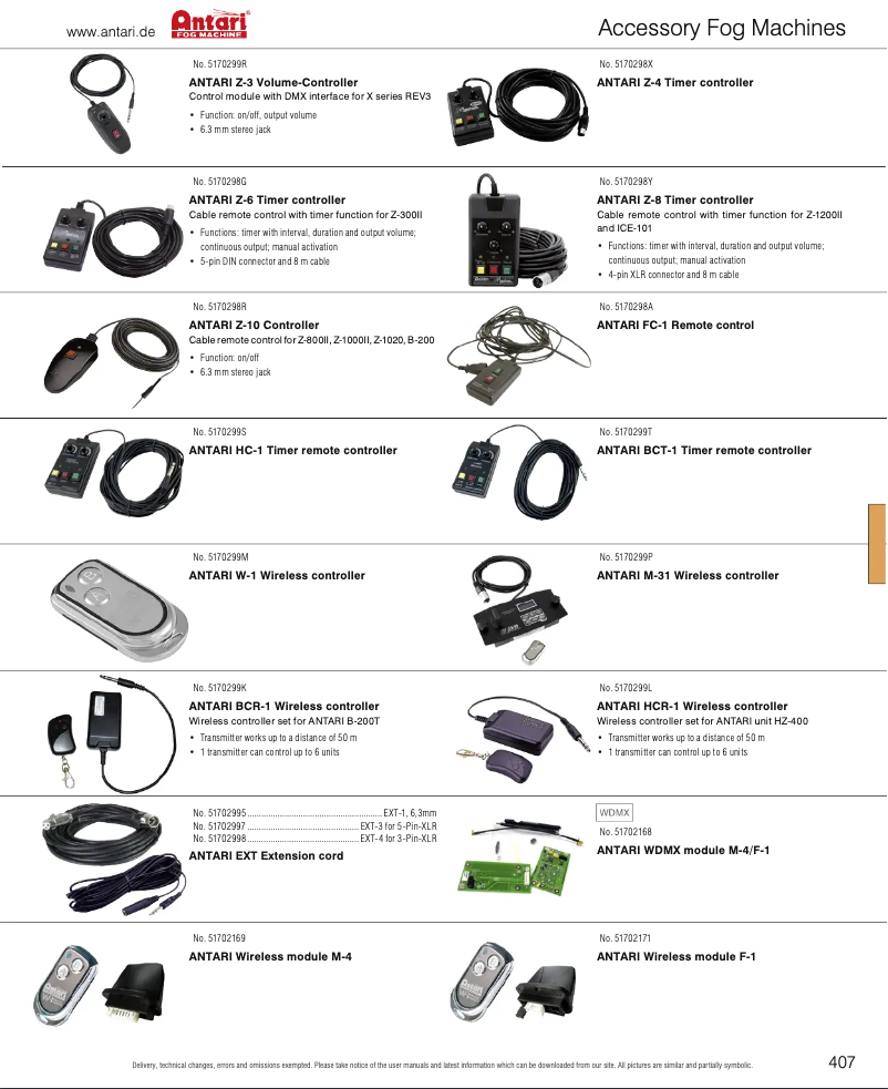 Page 1 de la notice Catalogue Antari Z-3