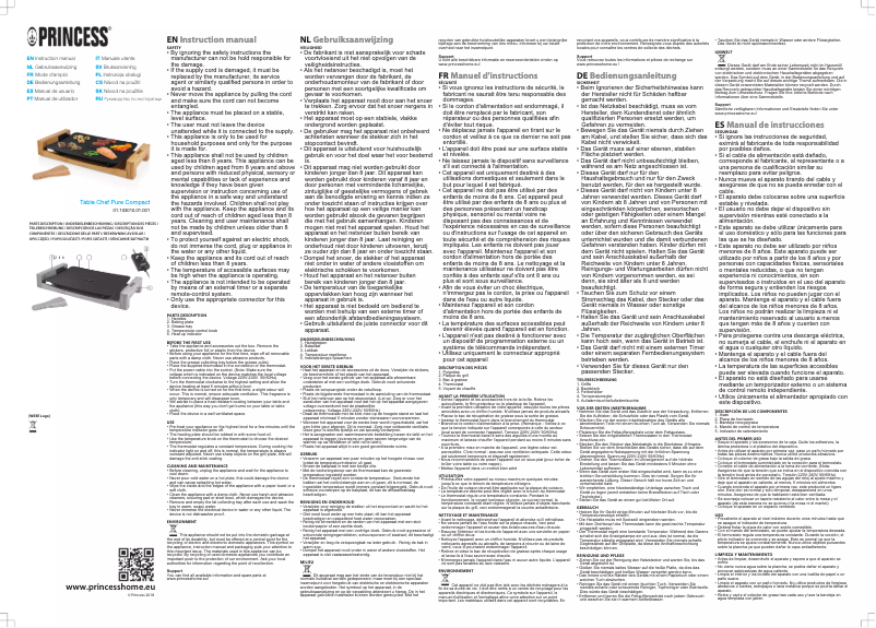 Image de la première page du manuel de l'appareil Table Chef Pure Compact