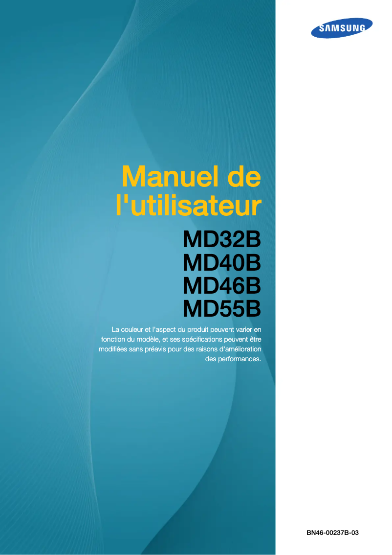 Image de la première page du manuel de l'appareil SyncMaster MD46B
