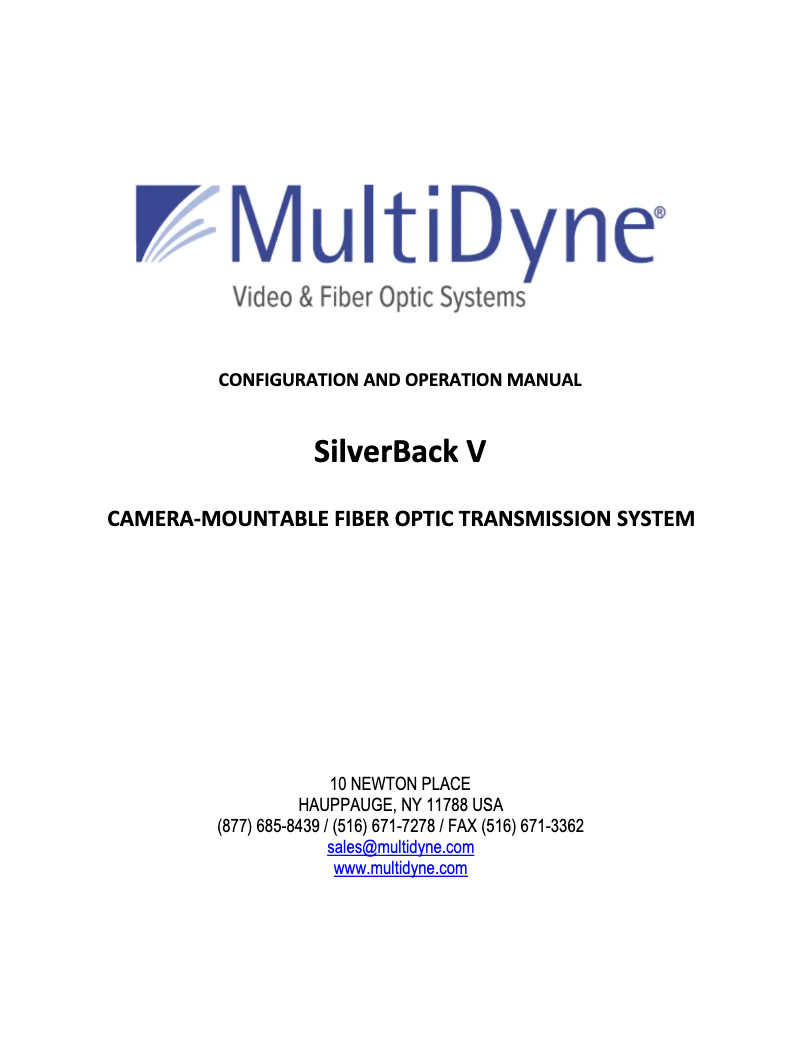 Image de la première page du manuel de l'appareil SilverBack V