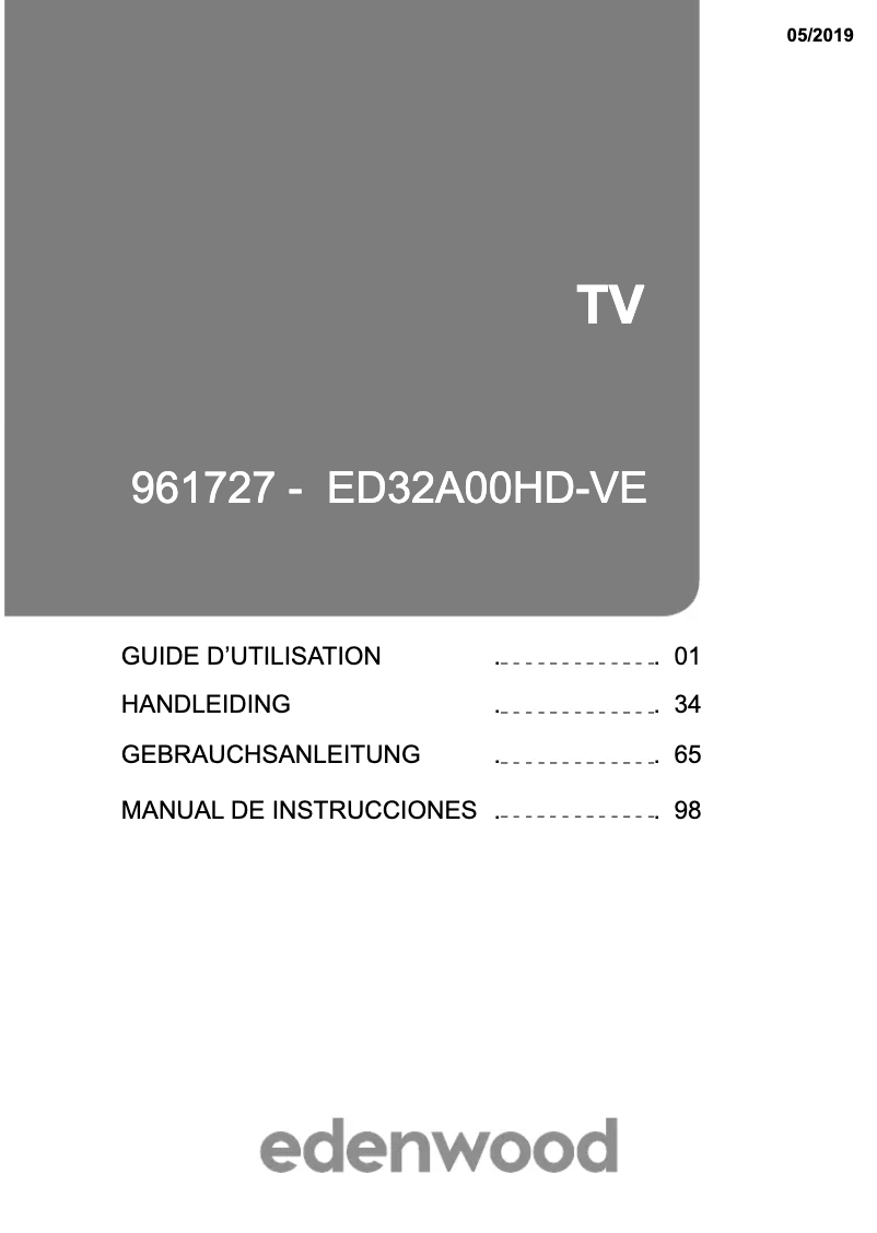 Page 1 de la notice Manuel utilisateur Edenwood ED32A00HD-VE