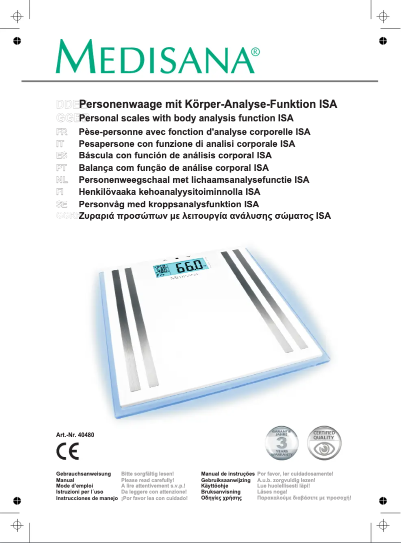 Page 1 de la notice Manuel utilisateur Medisana ISA 40480