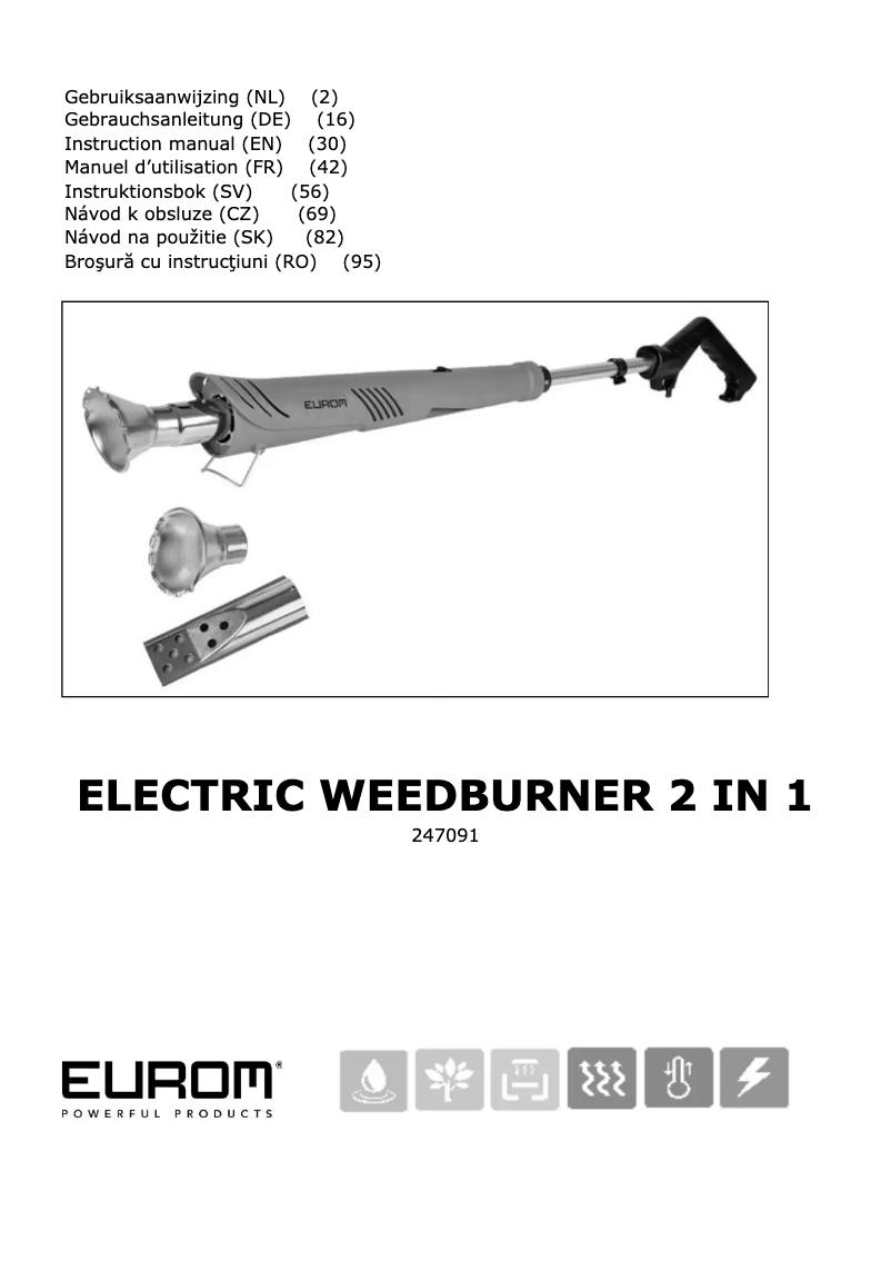 Page 1 de la notice Manuel utilisateur Eurom Electric Weedburner 2-in-1