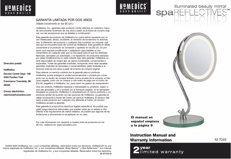 Page 1 de la notice Manuel utilisateur Homedics M-7049