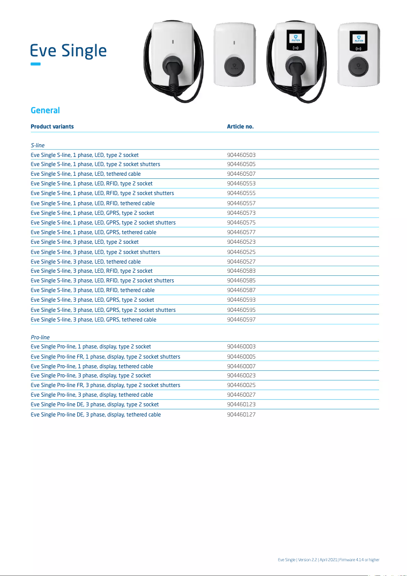 Page 1 de la notice Fiche technique Alfen Single Pro-line 3PH