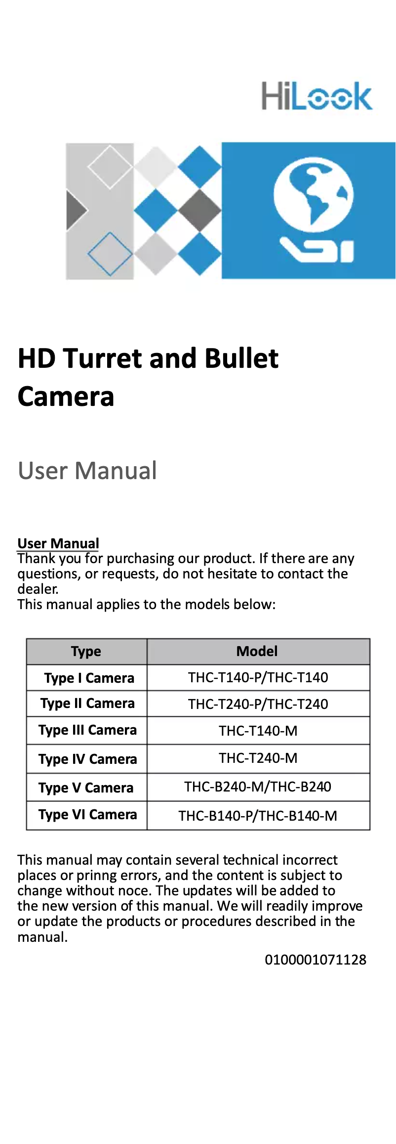 Page n°1 - Manuel utilisateur HiLook THC-T140-P