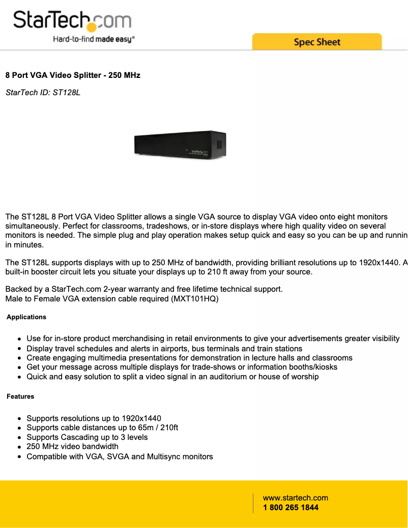 Page n°1 - Brochure StarTech.com ST128L