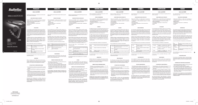 Page 1 de la notice Manuel utilisateur BaByliss Retra-Cord 2000 D372E
