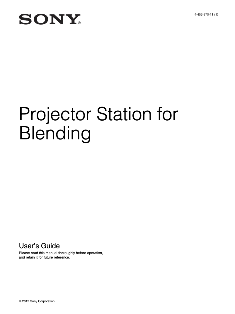 Page 1 de la notice Manuel utilisateur Sony VPL-F401H