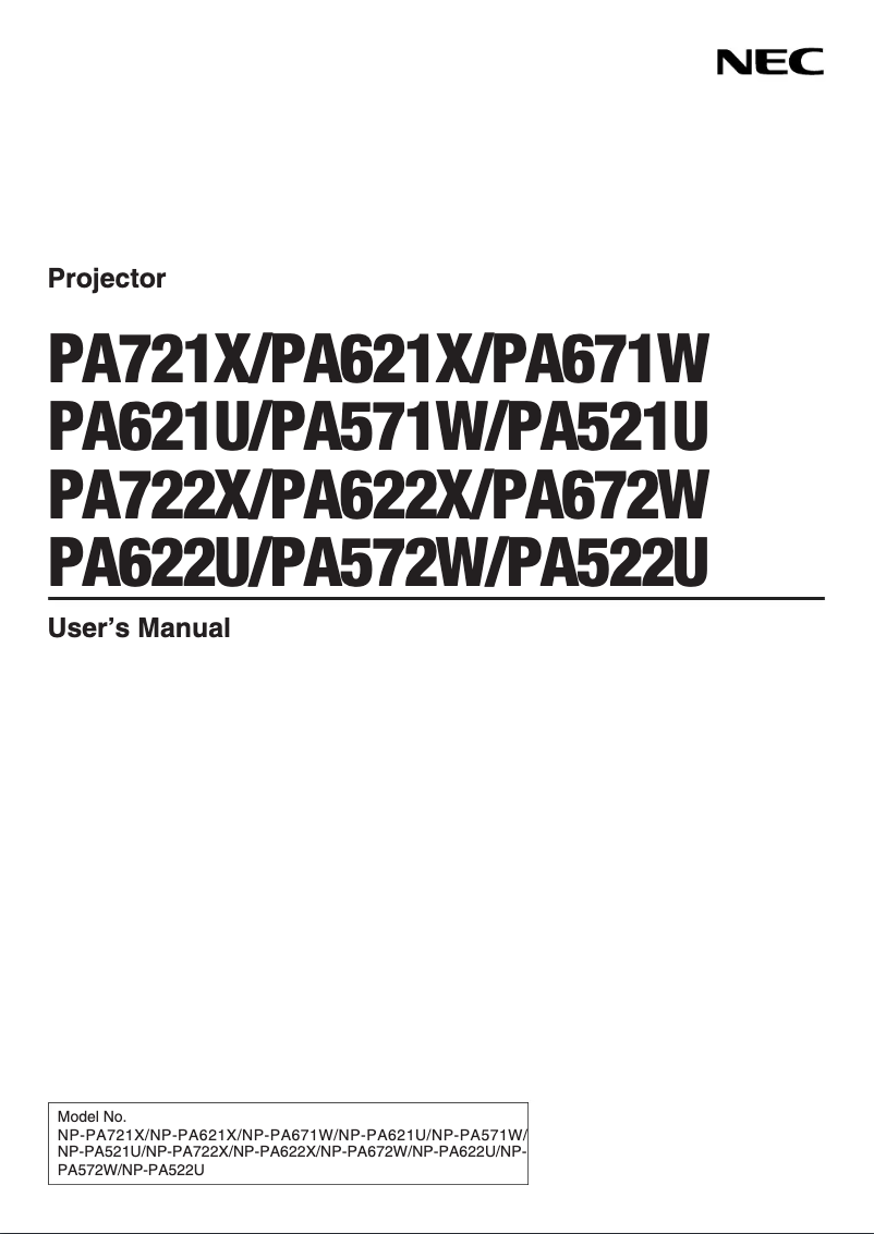 Image de la première page du manuel de l'appareil NP-PA521U-13ZL