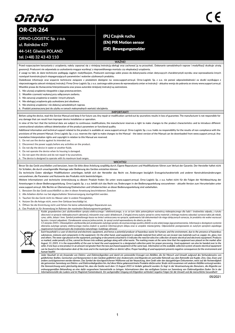 Página 1 del manual Manual de usuario ORNO OR-CR-264