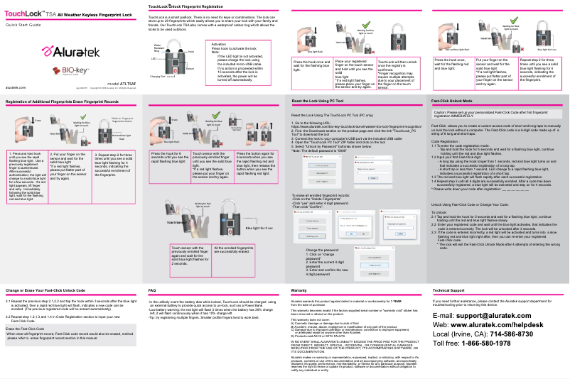 Page n°1 - Manuel utilisateur Aluratek ATLTSAF