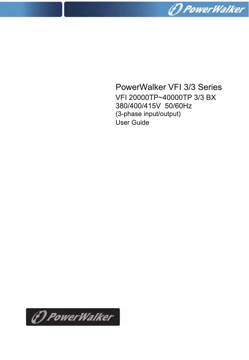 Page n°1 - Manuel utilisateur BlueWalker PowerWalker VFI 40000TP 3/3 BX