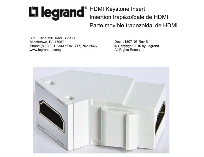 Page n°1 - Manuel utilisateur On-Q WP1234WH