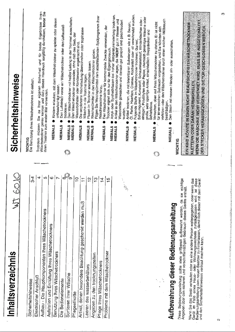 Image de la première page du manuel de l'appareil WT 6010