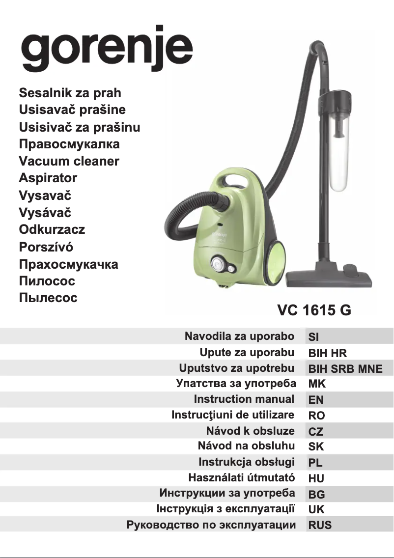 Page n°1 - Manuel utilisateur Gorenje VC1615G