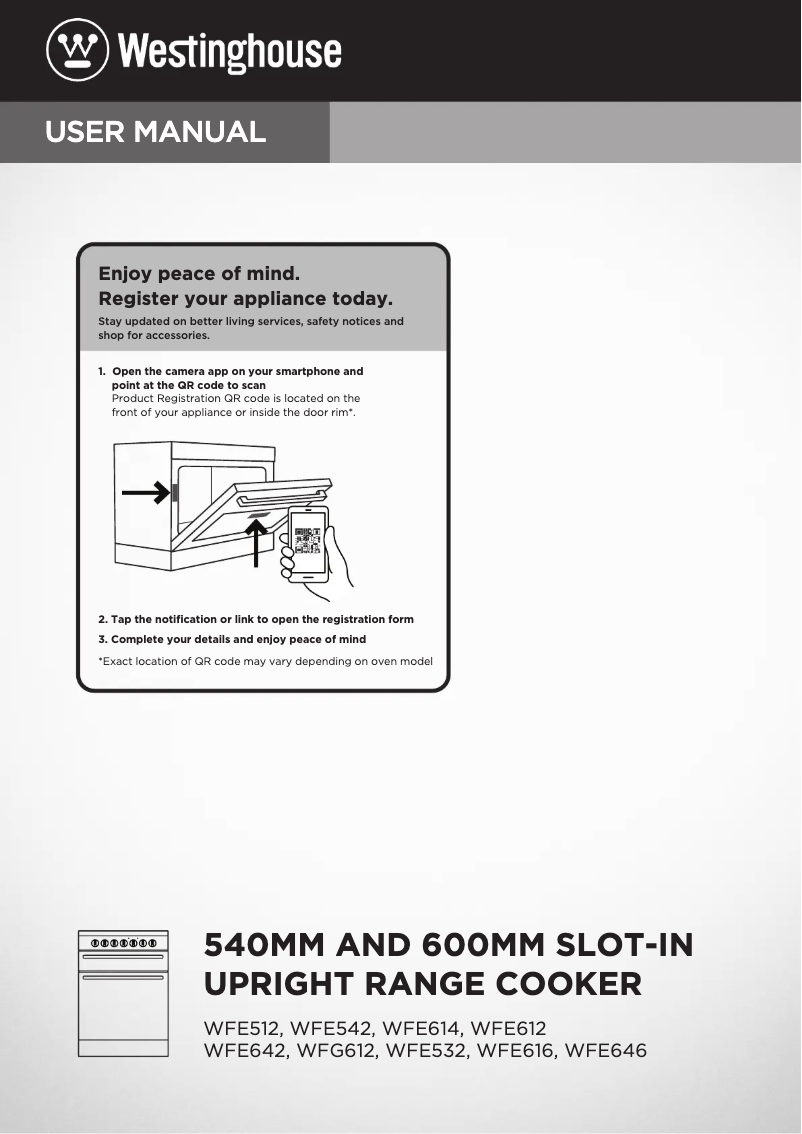 Page n°1 - Manuel utilisateur Westinghouse WFE642WCB