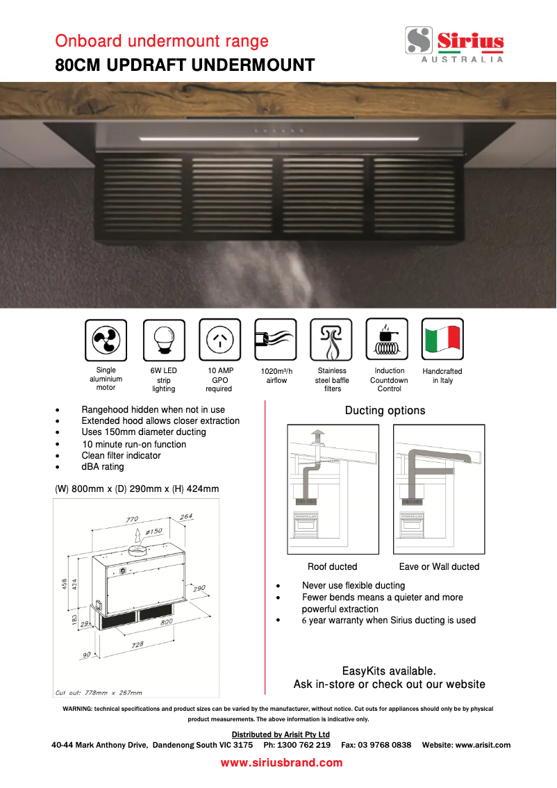 Page 1 de la notice Manuel utilisateur Sirius UPDRAFT