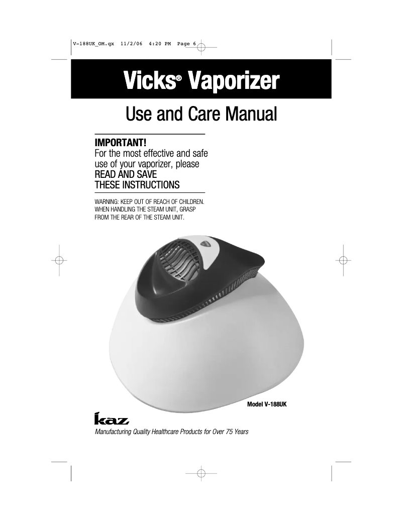 Página 1 del manual Manual de usuario Braun V 188