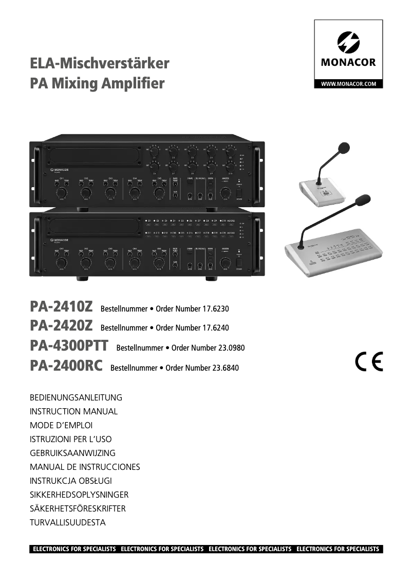 Page n°1 - Manuel utilisateur Monacor PA-4300PTT
