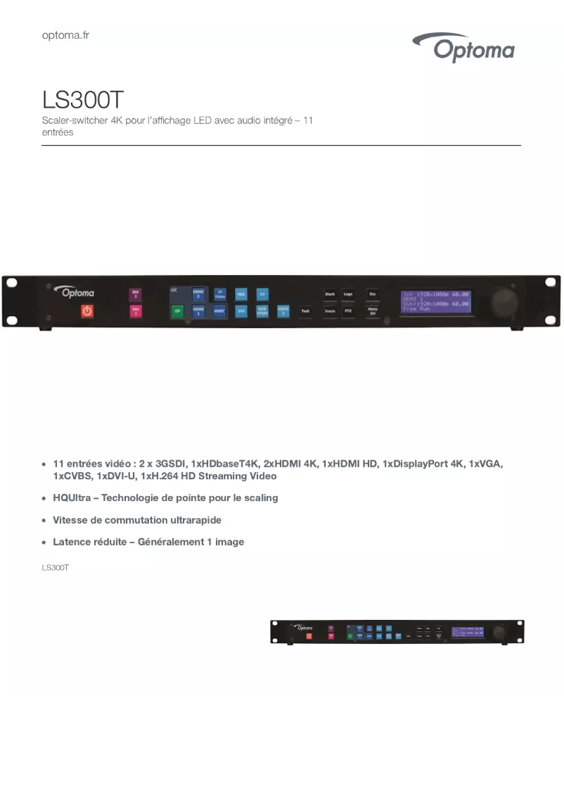 Page n°1 - Fiche technique Optoma LS300T