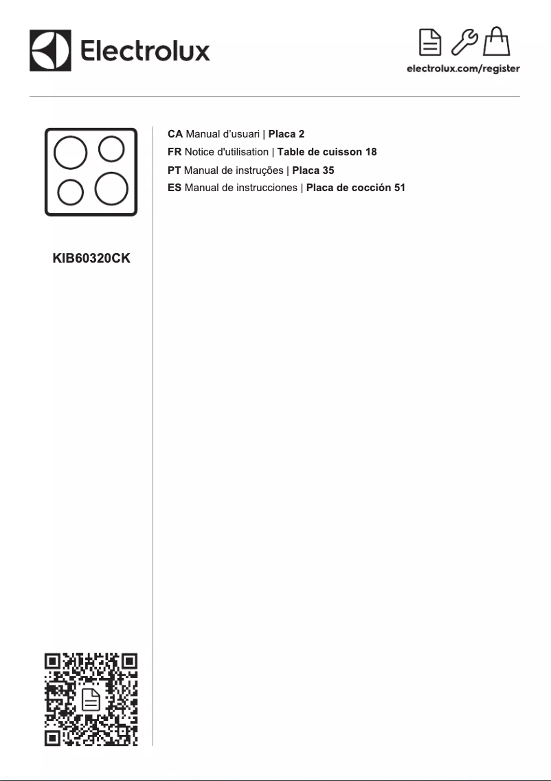Page 1 de la notice Manuel utilisateur Electrolux KIB60320CK