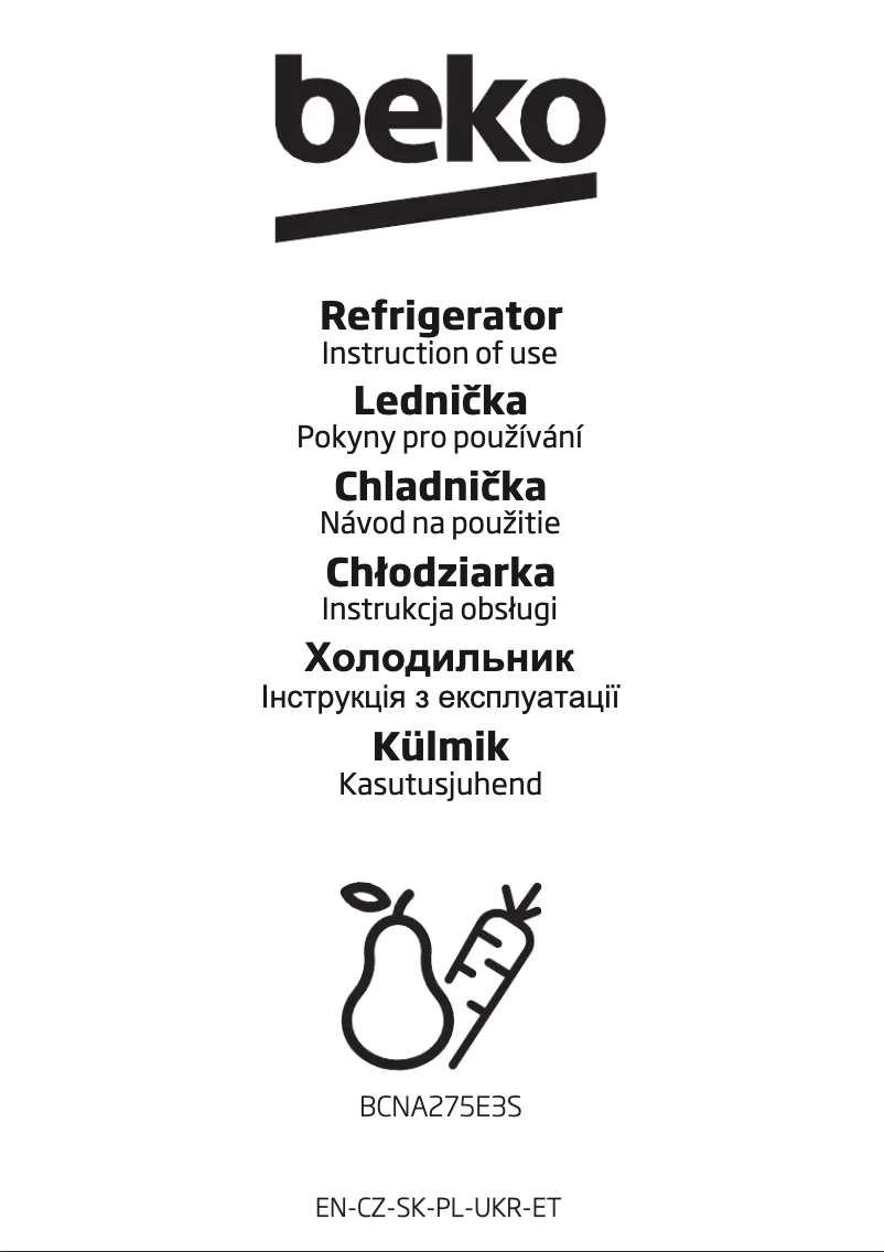 Page n°1 - Manuel utilisateur Beko BCNA275E3S