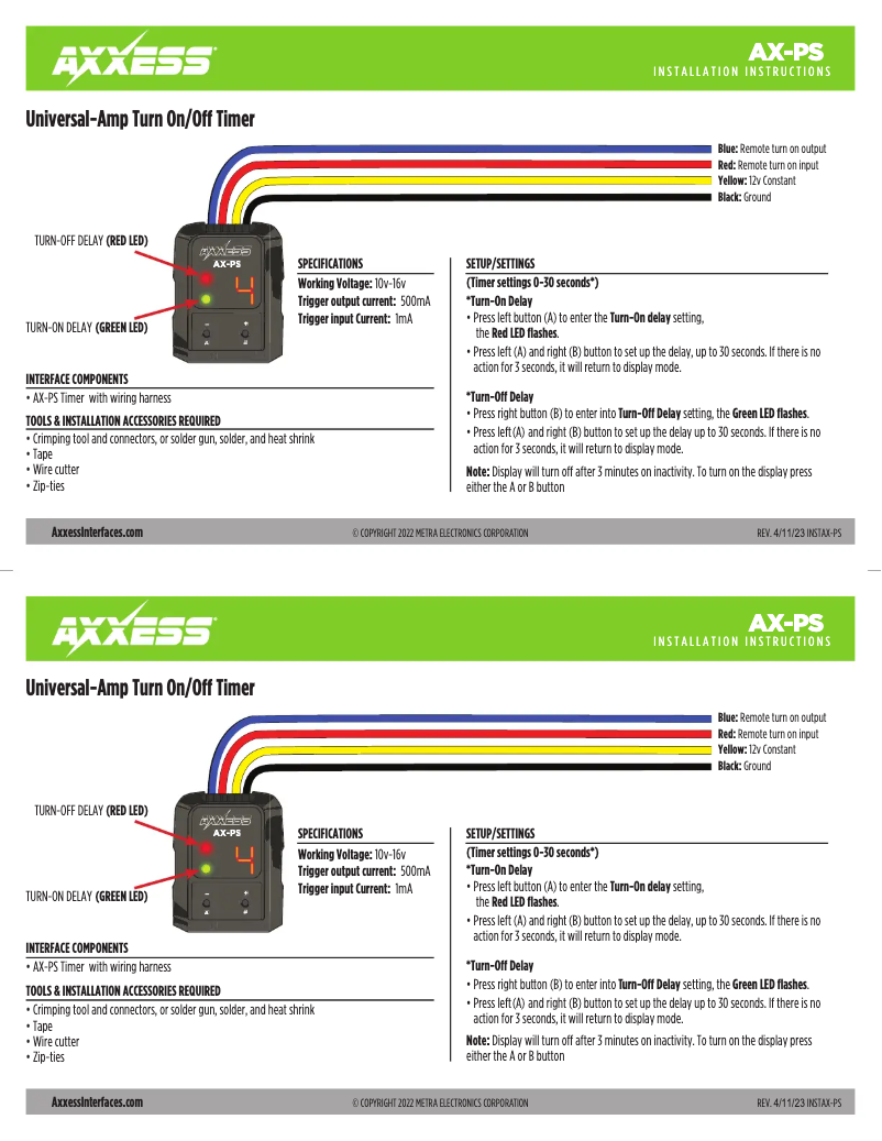 Page 1 de la notice Manuel utilisateur AXESS AX-PS