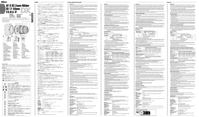 Page 1 de la notice Manuel utilisateur Nikon Nikkor AF-S DX Zoom-Nikkor 17-55mm f/2.8G IF-ED