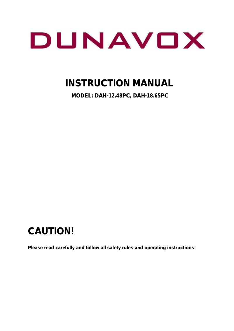Page 1 de la notice Manuel utilisateur Dunavox DAH-12.48PC